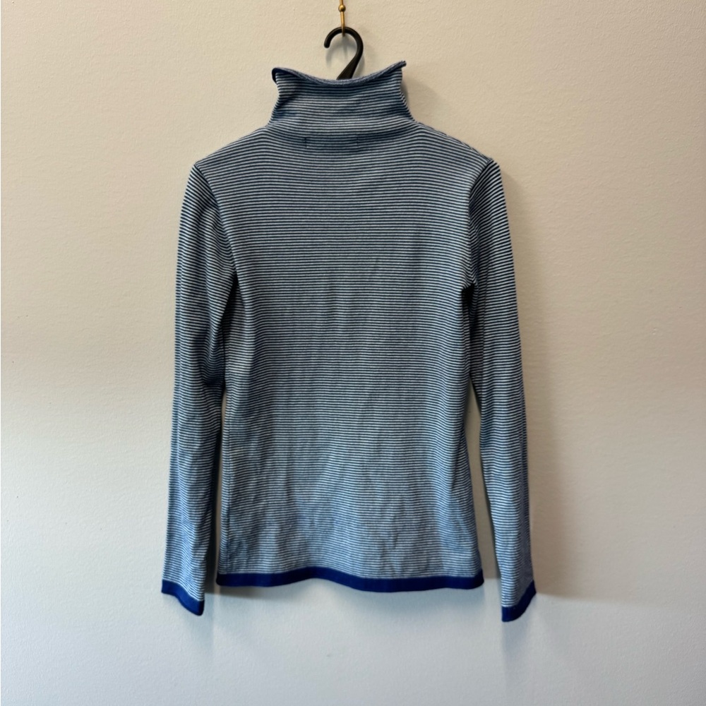 Title Nine Synergy Rolled Turtleneck Lightweight Sweater - Blue Stripe - Small - Picture 5 of 9